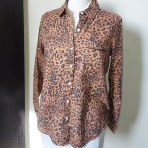 Aerie  NWT Top Shirt Leopard Print Button Front Womens SzXS. Label has sharpie